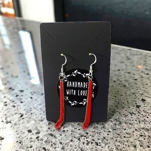 Handcrafted Red and Gold Chain Earrings